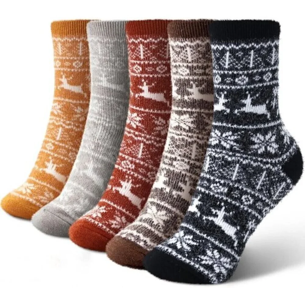 SISOSOCK Women’s Fuzzy Socks 5-Pack Cozy Soft Warm Winter Sleep Size 5-10